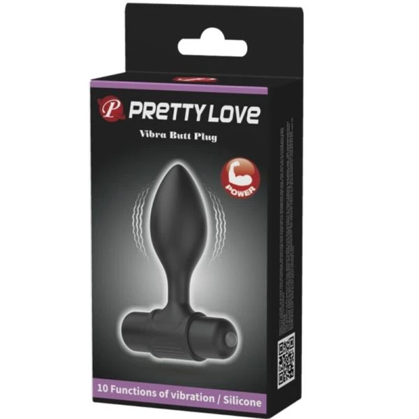 Anal Toys Pretty Love Vibra Butt Anaalplug met 10 Trillingen, Zwart