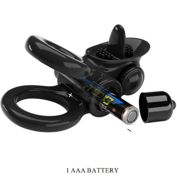 FOR HIM Pretty Love Passionate Ring Vibratiering met clitorisstimulator zwart