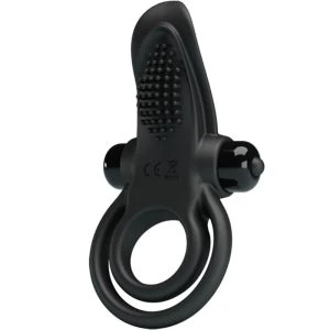 FOR HIM Pretty Love Doppelter Vibrationsring mit Klitorisstimulator 10 Vibrationen Schwarz