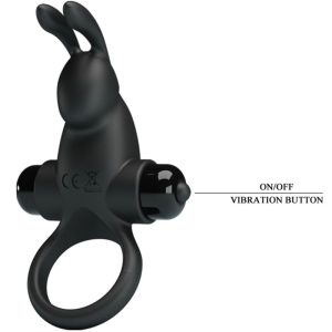 FOR HIM Pretty Love Vibratiering met Rabbit-kittelaarstimulator, 10 trillingen, Zwart FOR HIM Pretty Love Vibratiering met Rabbit-kittelaarstimulator, 10 trillingen, Zwart - Afbeelding 4