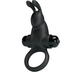 FOR HIM Pretty Love Vibratiering met Rabbit-kittelaarstimulator, 10 trillingen, Zwart FOR HIM Pretty Love Vibratiering met Rabbit-kittelaarstimulator, 10 trillingen, Zwart - Afbeelding 1