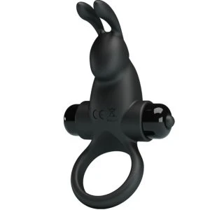 FOR HIM Pretty Love Vibrationsring mit Rabbit-Klitorisstimulator, 10 Vibrationen, Schwarz