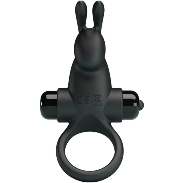 FOR HIM Pretty Love Vibratiering met Rabbit-kittelaarstimulator, 10 trillingen, Zwart FOR HIM Pretty Love Vibratiering met Rabbit-kittelaarstimulator, 10 trillingen, Zwart