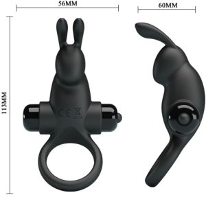 FOR HIM Pretty Love Vibratiering met Rabbit-kittelaarstimulator, 10 trillingen, Zwart FOR HIM Pretty Love Vibratiering met Rabbit-kittelaarstimulator, 10 trillingen, Zwart - Afbeelding 3