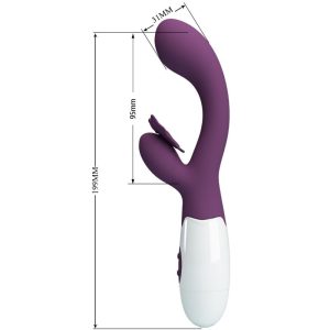 High Tech Pretty Love Butterfly Kiss Rabbit Vibrator met clitorisstimulator, paars High Tech Pretty Love Butterfly Kiss Rabbit Vibrator met clitorisstimulator, paars - Afbeelding 3