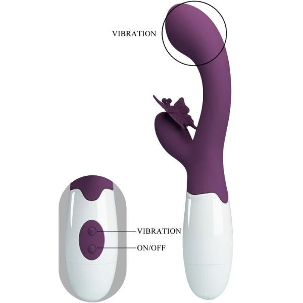 High Tech Pretty Love Butterfly Kiss Rabbit Vibrator met clitorisstimulator, paars