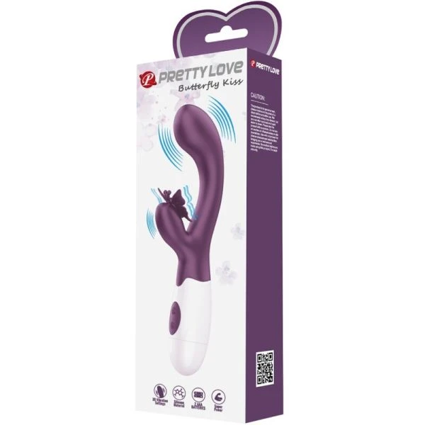 High Tech Pretty Love Butterfly Kiss Rabbit Vibrator met clitorisstimulator, paars
