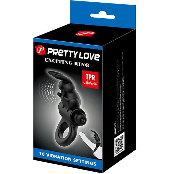 FOR HIM Pretty Love Penisring met Hazenoren en 10 Trillingen Zwart FOR HIM Pretty Love Penisring met Hazenoren en 10 Trillingen Zwart