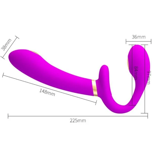 Remote Control Pretty Love – Thunderbird Doppel-Strap-on-Vibrator mit Fernbedienung lila