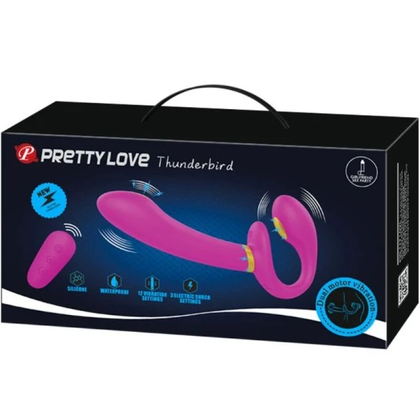 Remote Control Pretty Love – Thunderbird Doppel-Strap-on-Vibrator mit Fernbedienung lila
