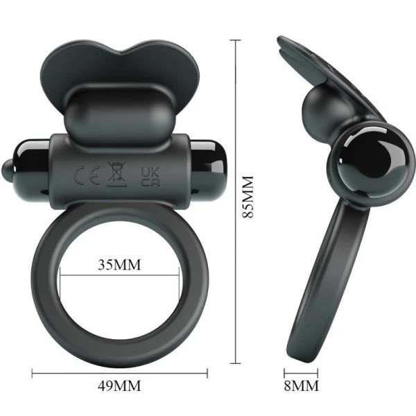 FOR HIM Pretty Love Debonaire Rabbit Vibrating Ring with 10 Vibrations Black