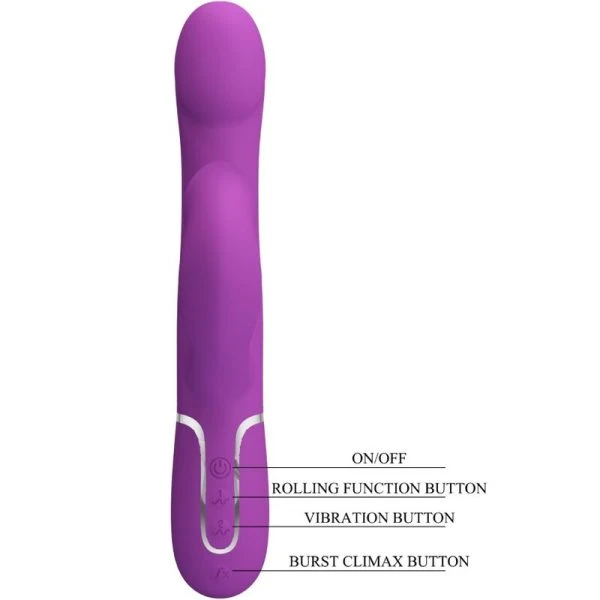 High Tech Pretty Love 4-in-1 Multifunctionele Vibrator met Parelketting, paars