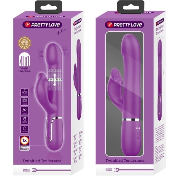 High Tech Pretty Love 4-in-1 Multifunctionele Vibrator met Parelketting, paars