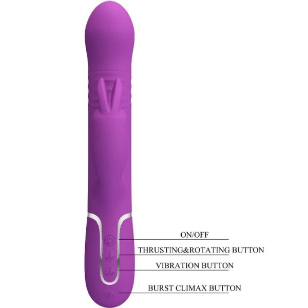 High Tech Pretty Love Coale 4 in 1 Multifunctionele Rabbit Vibrator Paars