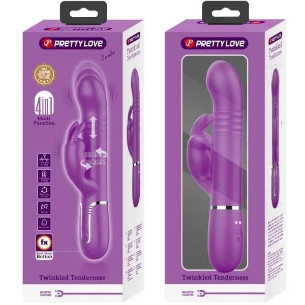 High Tech Pretty Love Coale 4 in 1 Multifunctionele Rabbit Vibrator Paars