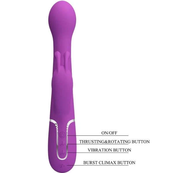 High Tech Pretty Love Dejon 3-in-1-Multifunktions-Rabbit-Vibrator mit Perlenkette in Lila