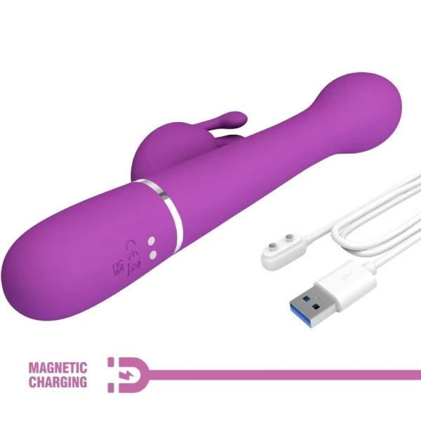 High Tech Pretty Love Dejon 3-in-1-Multifunktions-Rabbit-Vibrator mit Perlenkette in Lila