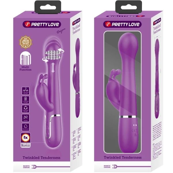 High Tech Pretty Love Dejon 3-in-1-Multifunktions-Rabbit-Vibrator mit Perlenkette in Lila