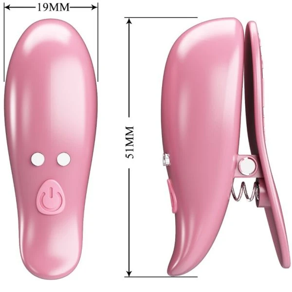 Pretty Love Cailey Nippelklemmen mit 10 Vibrationen und Fernbedienung Rosa