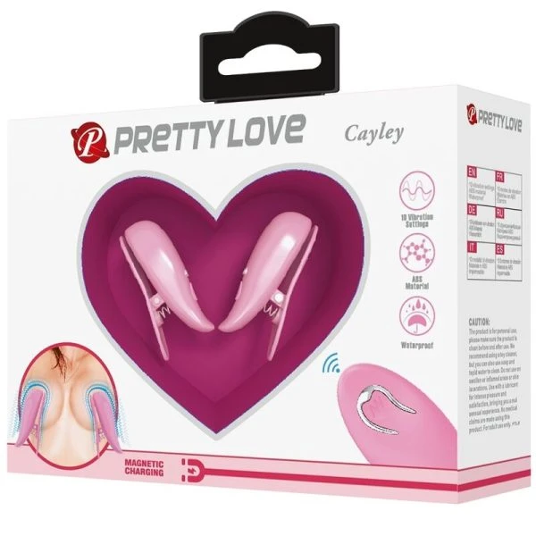 Pretty Love Cailey Nippelklemmen mit 10 Vibrationen und Fernbedienung Rosa