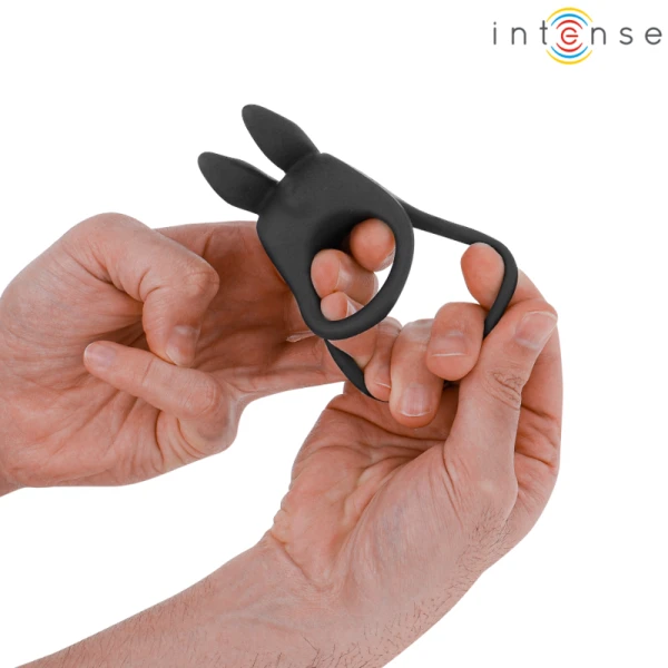 Intense FOR HIM Dubbele Penisring SAM Vibrator met 10 Trillingen, Zwart