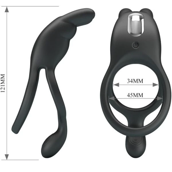 FOR HIM Pretty Love Seth Doppel-Vibrationsring Rabbit mit 7 Vibrationen Schwarz