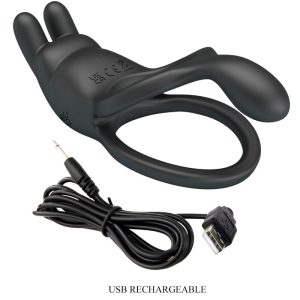 FOR HIM Pretty Love Seth Doppel-Vibrationsring Rabbit mit 7 Vibrationen Schwarz – Bild 8