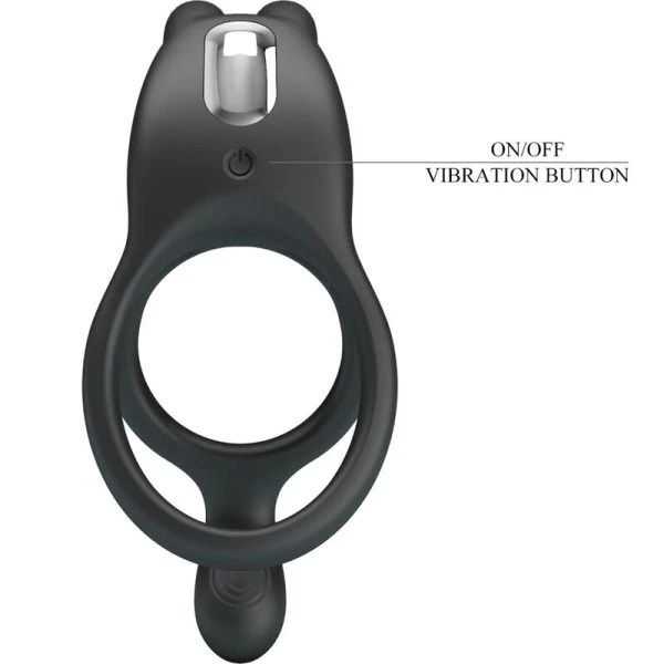 FOR HIM Pretty Love Seth Doppel-Vibrationsring Rabbit mit 7 Vibrationen Schwarz