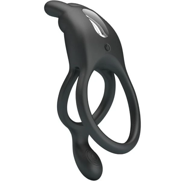 FOR HIM Pretty Love Seth Doppel-Vibrationsring Rabbit mit 7 Vibrationen Schwarz