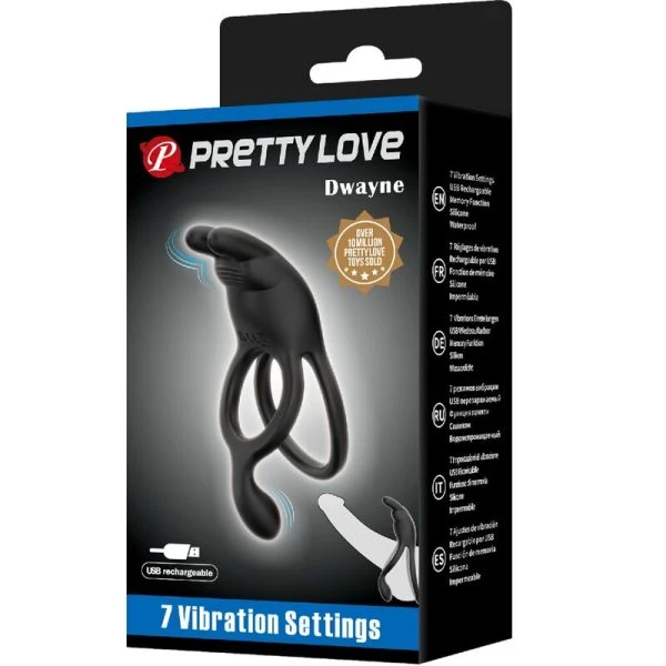 FOR HIM Pretty Love Seth Doppel-Vibrationsring Rabbit mit 7 Vibrationen Schwarz