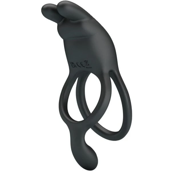 FOR HIM Pretty Love Seth Doppel-Vibrationsring Rabbit mit 7 Vibrationen Schwarz