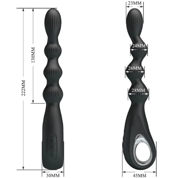 Anal Toys Pretty Love Federer Anale Vibrator met 12 Trillingen, Silicone, Zwart