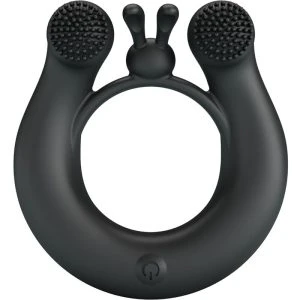 FOR HIM Pretty Love Dahlia Vibrationsring mit Klitorisstimulator, 12 Modi, Schwarz
