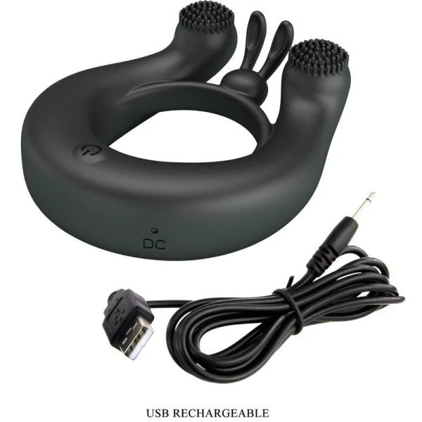 FOR HIM Pretty Love Dahlia Vibratiering met Clitorisstimulator, 12 standen, Zwart FOR HIM Pretty Love Dahlia Vibratiering met Clitorisstimulator, 12 standen, Zwart