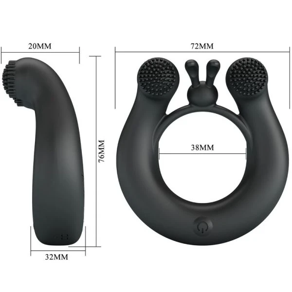 FOR HIM Pretty Love Dahlia Vibratiering met Clitorisstimulator, 12 standen, Zwart FOR HIM Pretty Love Dahlia Vibratiering met Clitorisstimulator, 12 standen, Zwart