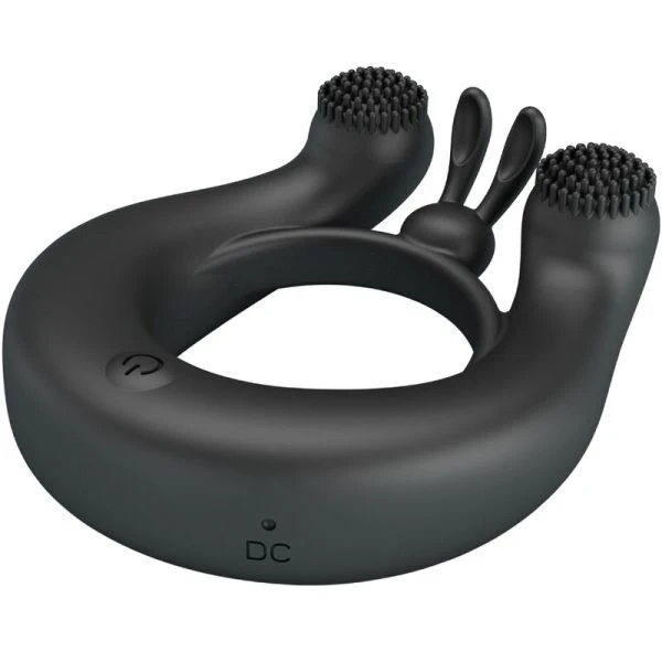 FOR HIM Pretty Love Dahlia Vibratiering met Clitorisstimulator, 12 standen, Zwart FOR HIM Pretty Love Dahlia Vibratiering met Clitorisstimulator, 12 standen, Zwart