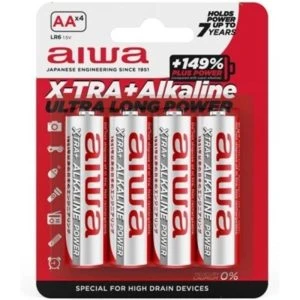 Aiwa X-tra Alkaline AA Batterijen LR6 4-Blisters