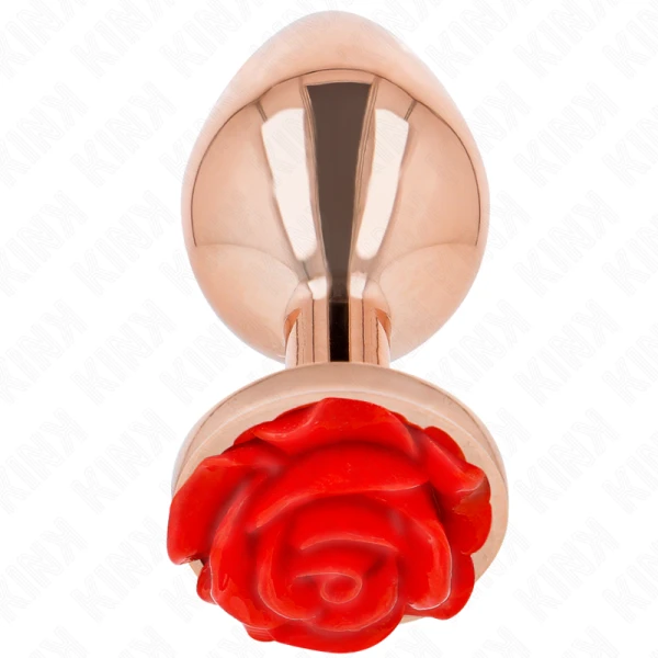 Kink Pleasure Plugs anaalplug van roestvrij staal met rozenbasis, L