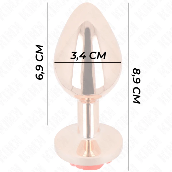 Kink Pleasure Plugs Anale plug van roségouden metaal met rode roos