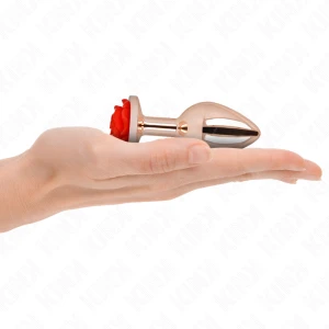 Kink Pleasure Plugs Analplug aus roségoldenem Metall mit roter Rose