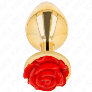 Kink Pleasure Plugs Anaalplug met Roosversiering Goud Rood L Kink Pleasure Plugs Anaalplug met Roosversiering Goud Rood L - Afbeelding 3