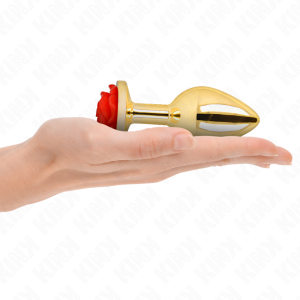 Kink Pleasure Plugs Anaalplug met Roosversiering Goud Rood L Kink Pleasure Plugs Anaalplug met Roosversiering Goud Rood L - Afbeelding 1