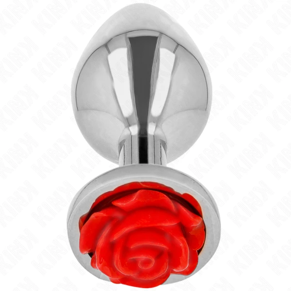 Kink Pleasure Plugs Anale plug met rozenversiering rood M