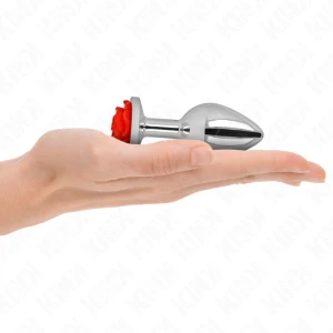 Kink Pleasure Plugs Anale plug met rozenversiering rood M