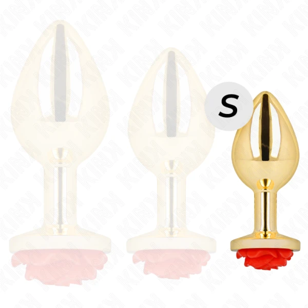 Kink Pleasure Plugs Anaalplug Goud Roos rood maat S Kink Pleasure Plugs Anaalplug Goud Roos rood maat S
