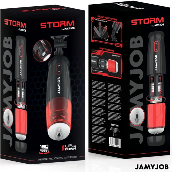 Jamyjob Storm Automatische Mond-Masturbator met 10 rotatie- en 10 stootmodi Jamyjob Storm Automatische Mond-Masturbator met 10 rotatie- en 10 stootmodi