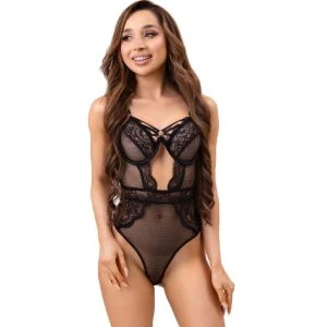 Livco Corsetti Fashion Body met kantversieringen Paula LC 20209 Zwart L/XL