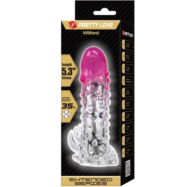 FOR HIM Pretty Love Wilford realistische penisverlengeringshuls met ribbels roze FOR HIM Pretty Love Wilford realistische penisverlengeringshuls met ribbels roze