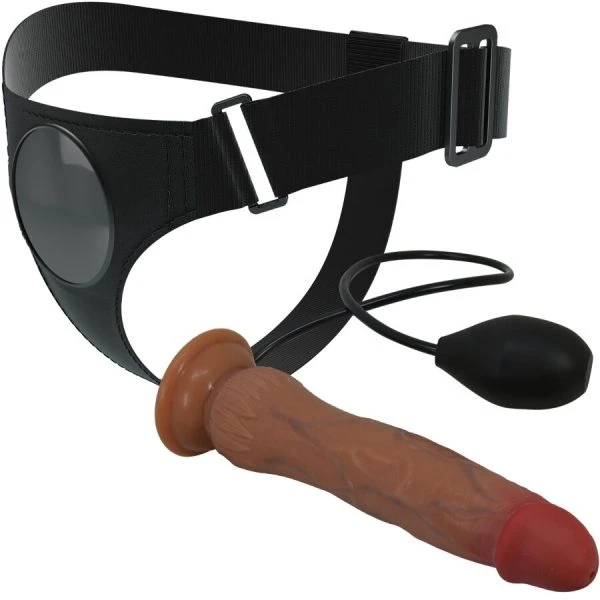 Harness Collection Pretty Love Universal Harness Slip met Squirting Dildo Bruin