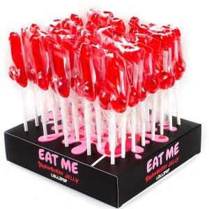 Secretplay Cosmetic Display met 40 gearomatiseerde penis-lolly's met alcohol